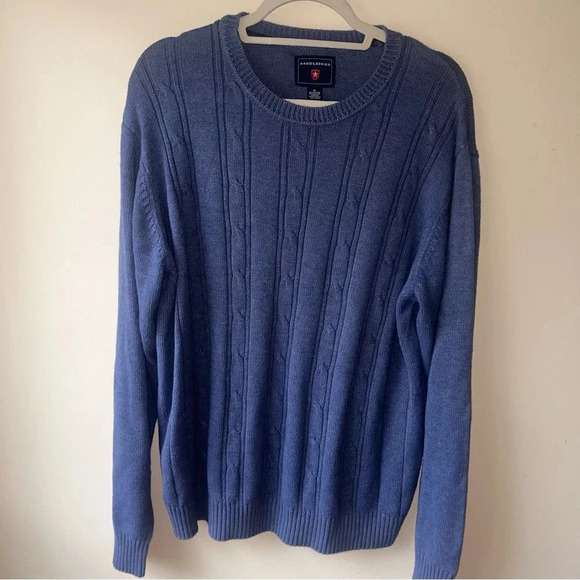 Saddlebred Blue Grandpa Sweater Cable Knit Size XL - Picture 1 of 7
